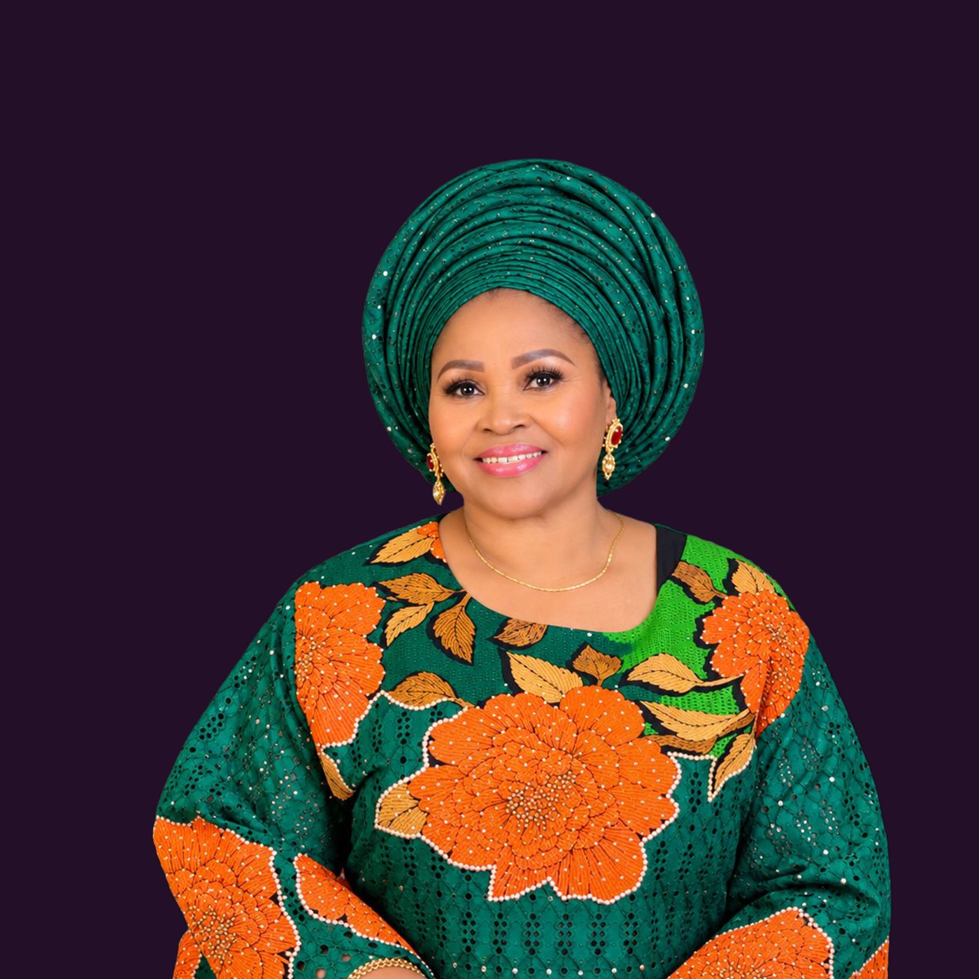 Titilayo Alogba, the founder, in a gold gele